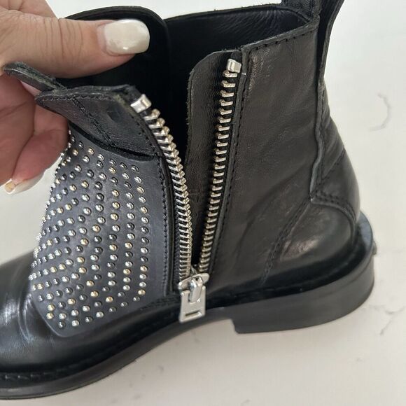 ZADIG & VOLTAIRE PARIS STUDDED HARNESS LEATHER ANKLE BOOTIES SZ 36 5.5 Steampunk - Picture 12 of 14